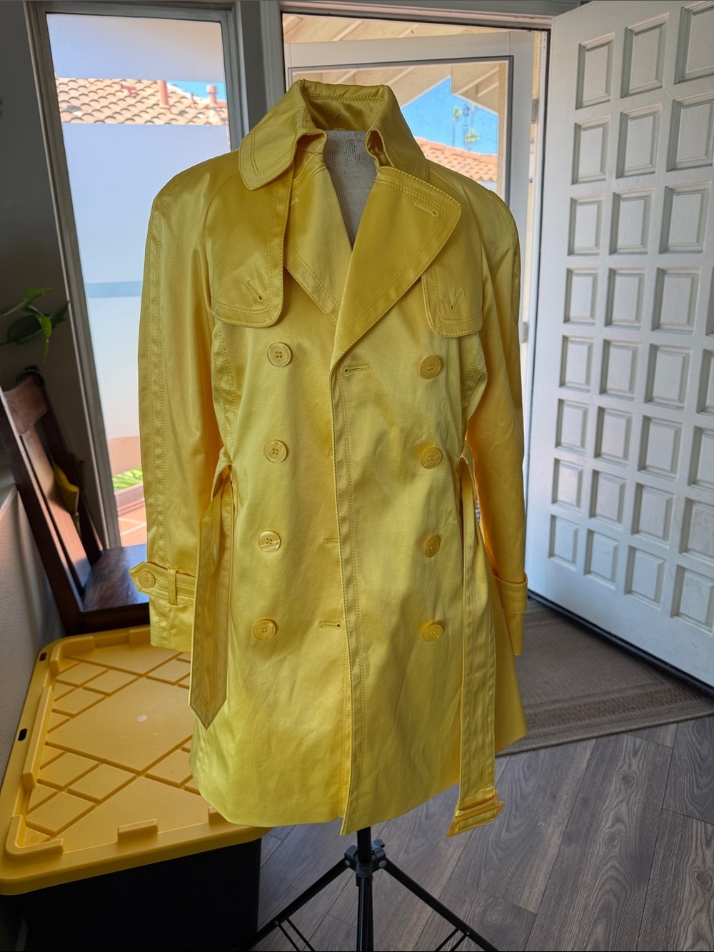 Jessica Simpson Yellow Satin Trench Coat medium